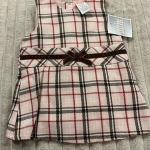 Little Leagues Plaid Baby Dress with Bow Accent Girl Size 12 Months New with Tag